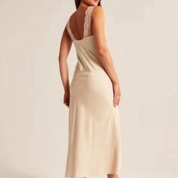 ABERCROMBIE & FITCH SATIN SLIP MIDI DRESS - Picture 3 of 3